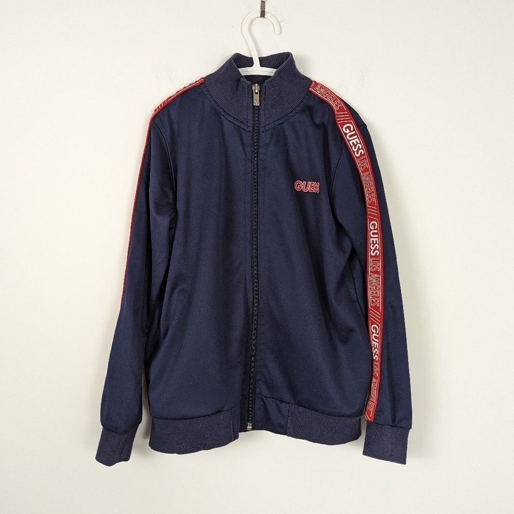Guess Los Angeles Women's Track Jacket - Navy with Red Trim, Size 8